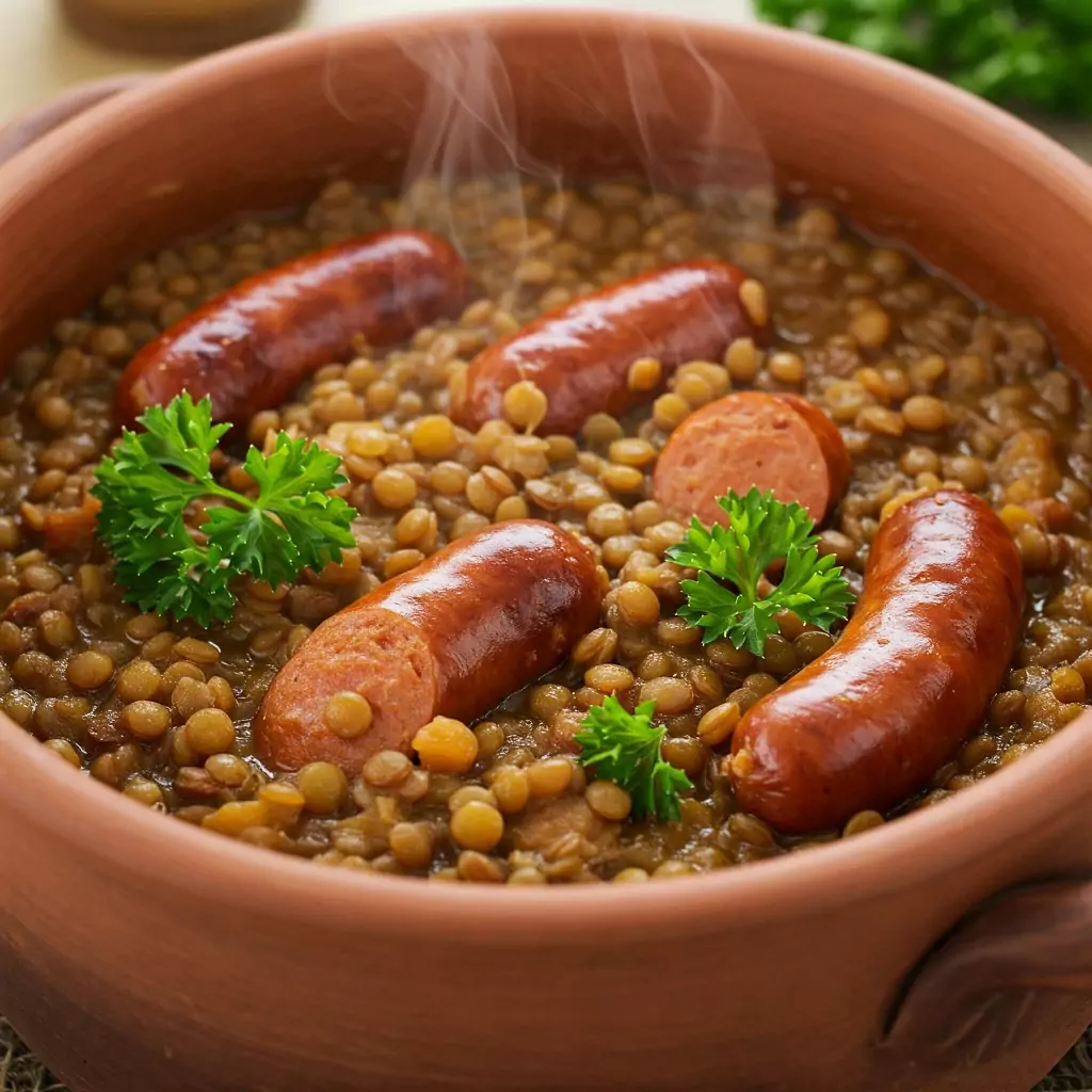 Herzhafter Linsen-Eintopf mit Würstchen - Hobby-Kochwelt.de Herzhafter Linsen-Eintopf mit Würstchen - Hobby-Kochwelt.de
