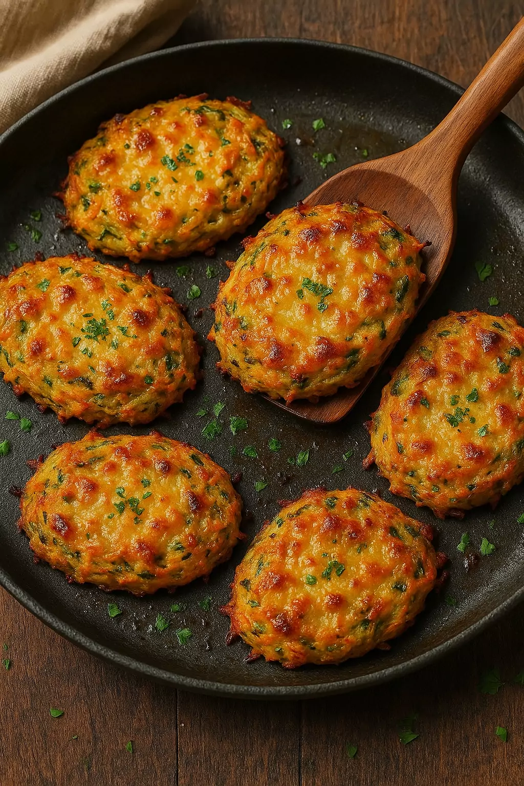 Kartoffelrösti mit Käse auf Backblech aus dem Ofen
